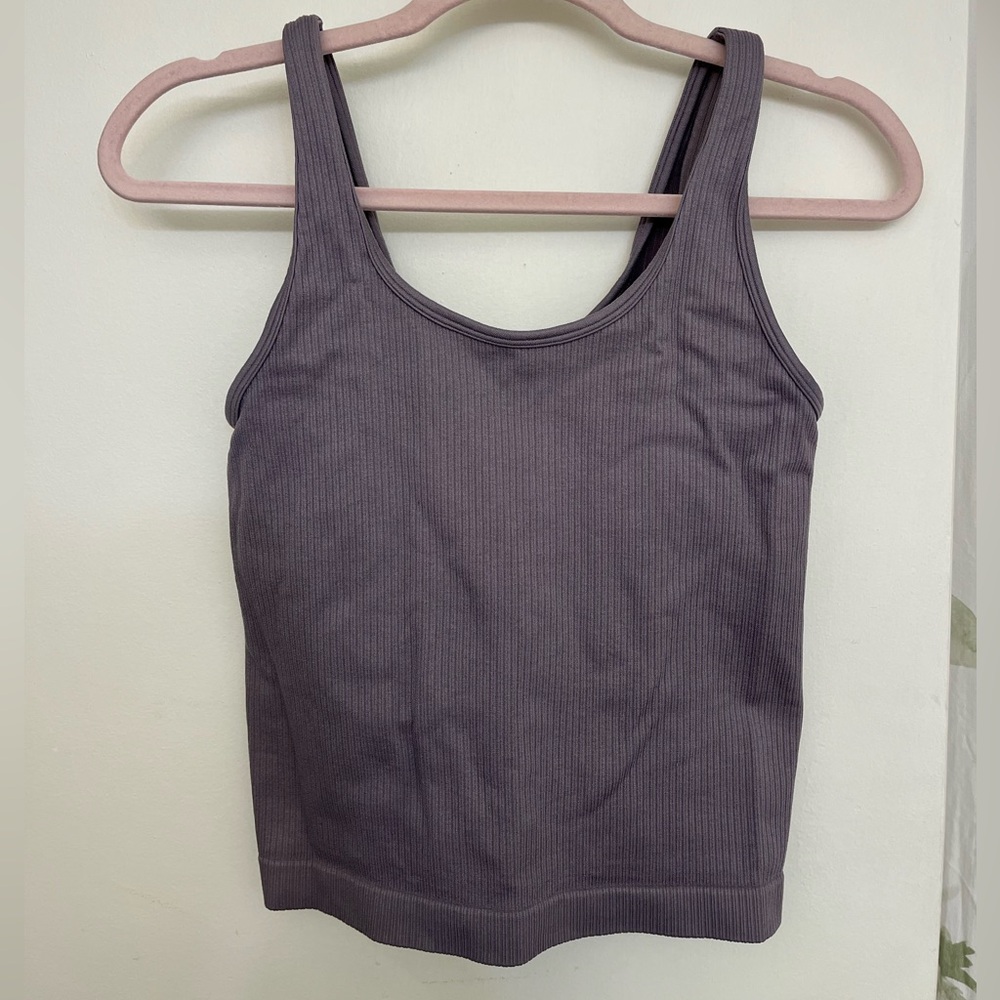 a new day Purple Ribbed Top